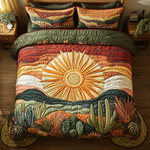 Ensemble de lit matelassé 3 pièces - Coucher de Soleil sur les Cactus