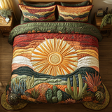 Ensemble de lit matelassé 3 pièces - Coucher de Soleil sur les Cactus