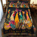 Ensemble de lit matelassé 3 pièces - Poules