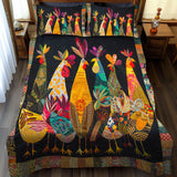 Ensemble de lit matelassé 3 pièces - Poules