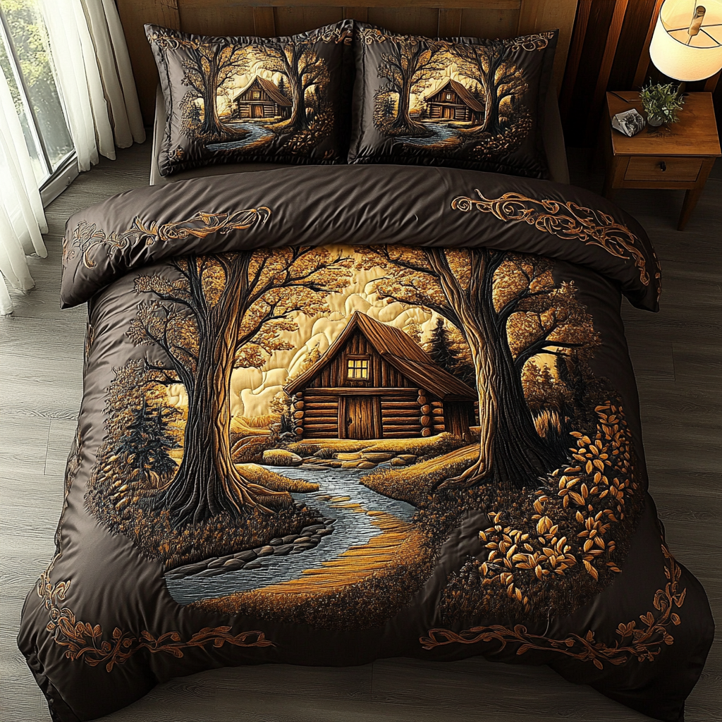 Ensemble de lit matelassé 3 pièces - Log Cabin Classique