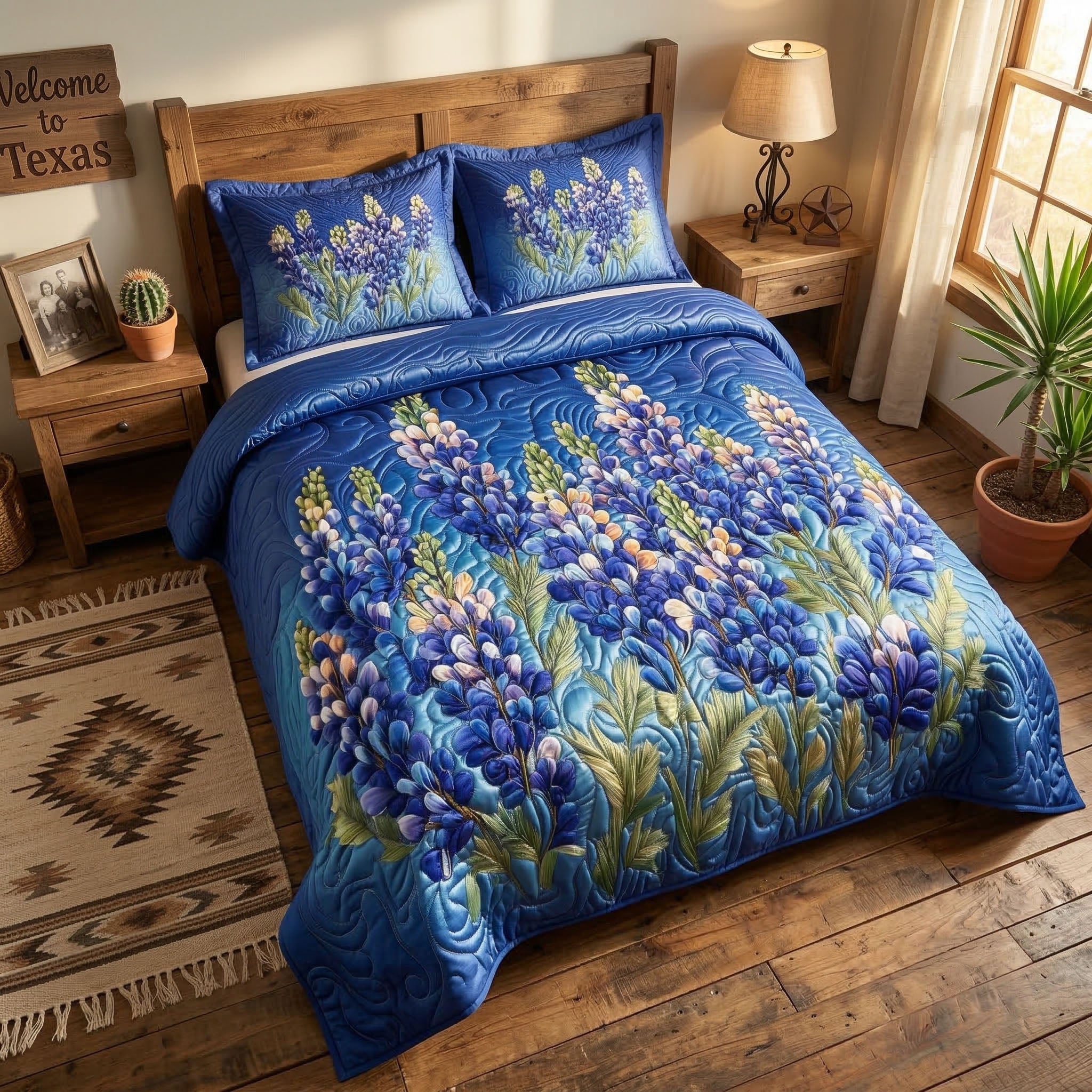 Ensemble de lit matelassé 3 pièces - Fleurs des Champs