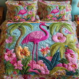 Ensemble de lit matelassé 3 pièces - Flamant Rose