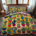 Ensemble de lit matelassé 3 pièces - Cactus