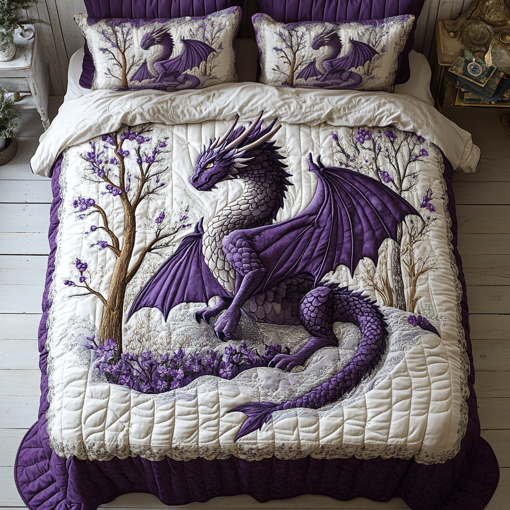 Ensemble de lit matelassé 3 pièces - Dragon