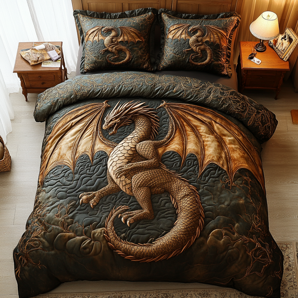 Ensemble de lit matelassé 3 pièces - Dragon