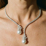 Collier de perles éclatant en or blanc