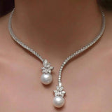 Collier de perles éclatant en or blanc