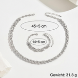 Parure élégante chaîne tressée avec pierres
