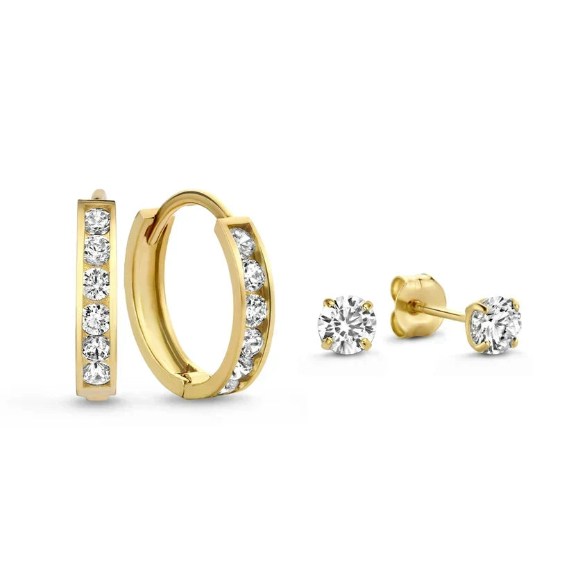 Ensemble de boucles d'oreilles « Dara » avec pierres | Or