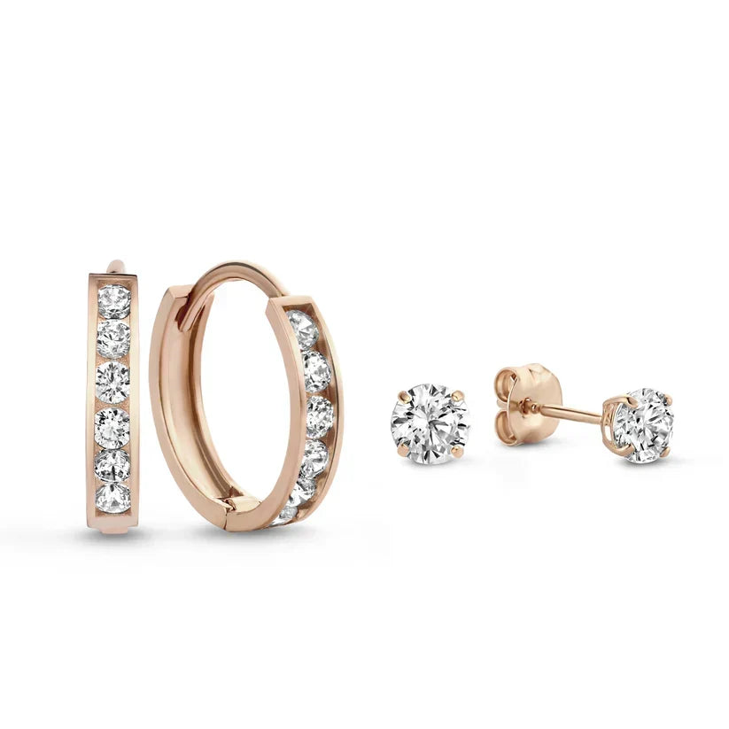 Ensemble de boucles d'oreilles « Dara » avec pierres | Or
