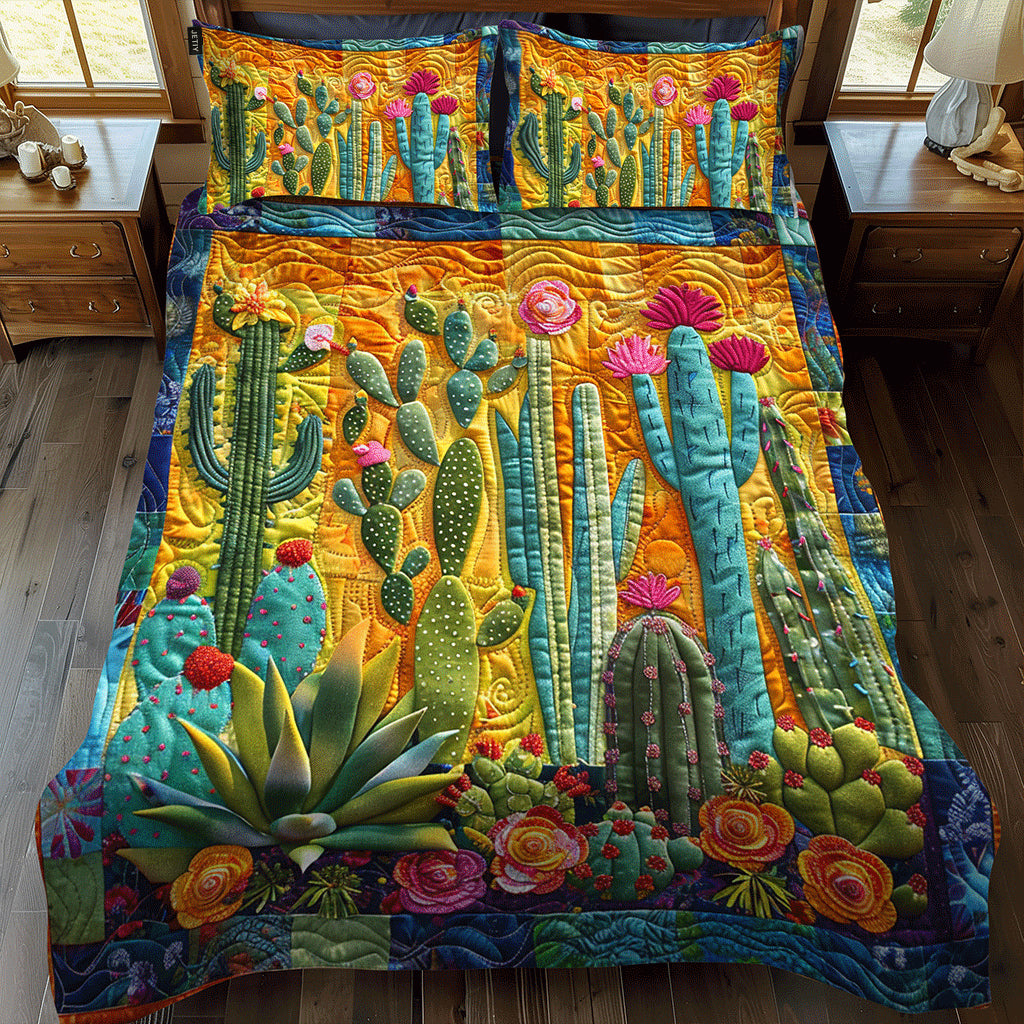 Ensemble de lit matelassé 3 pièces - Cactus du Désert