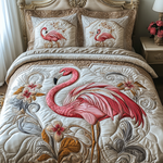 Ensemble de lit matelassé 3 pièces - Flamant Rose