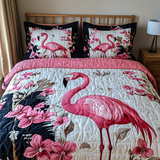 Ensemble de lit matelassé 3 pièces - Flamant Rose