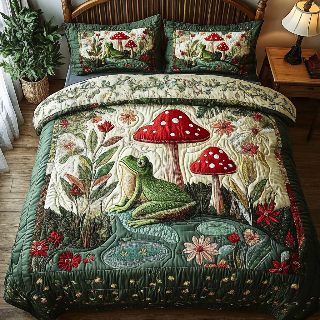 Ensemble de lit matelassé 3 pièces - Lueur de la Forêt