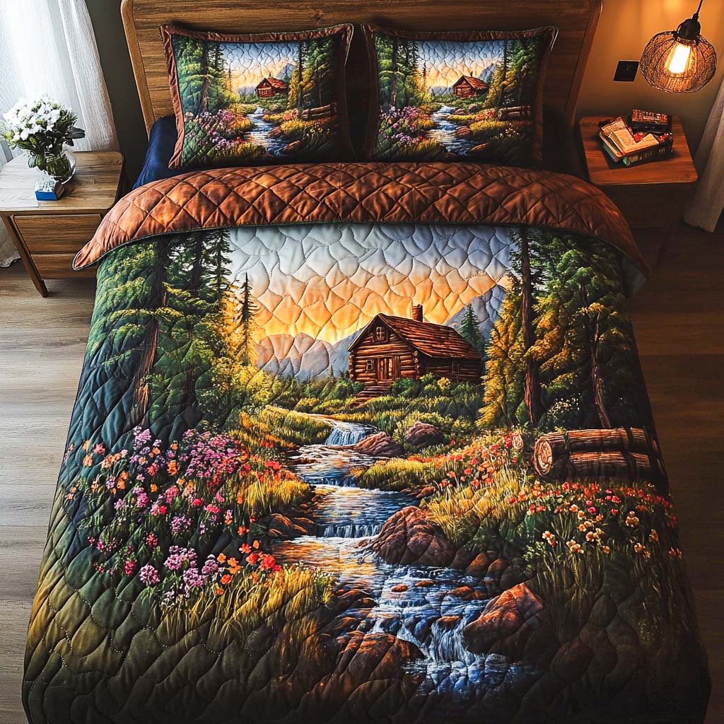 Ensemble de lit matelassé 3 pièces - Log Cabin