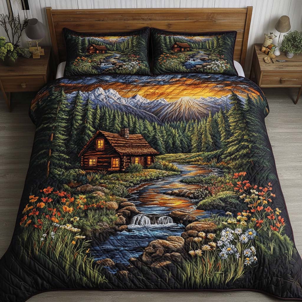 Ensemble de lit matelassé 3 pièces - Log Cabin