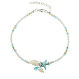 Bracelet de cheville étoiles, coquillage et pierres naturelles
