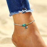 Bracelet de cheville étoiles, coquillage et pierres naturelles