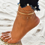 Bracelet de cheville en or avec cristal
