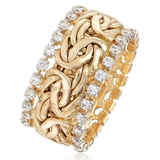 Geflochtener goldener Retro-Ring mit Zirkonia