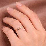 Bague tressée en or rose et or blanc
