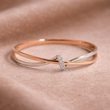 Bague tressée en or rose et or blanc
