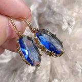 Blaue Blumen-Ohrringe | Gold