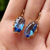 Blaue Blumen-Ohrringe | Gold