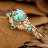 Ensemble de bagues couronne dorées avec turquoise