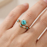 Ensemble de bagues couronne dorées avec turquoise