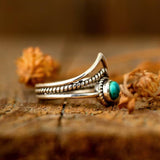 Bague dorée avec perles turquoise