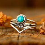 Bague dorée avec perles turquoise
