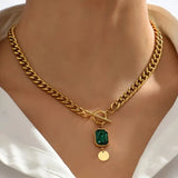 Collier grand pendentif émeraude | Or
