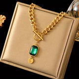 Collier grand pendentif émeraude | Or