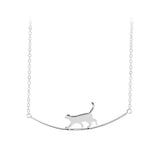 Collier chat grimpeur en or blanc