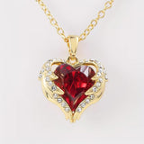 Collier ange avec cœur rubis | Or