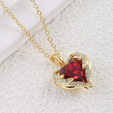 Collier ange avec cœur rubis | Or