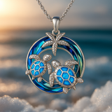 Collier tortue, cercle et opale