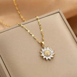 Collier tournesol en cristal en or