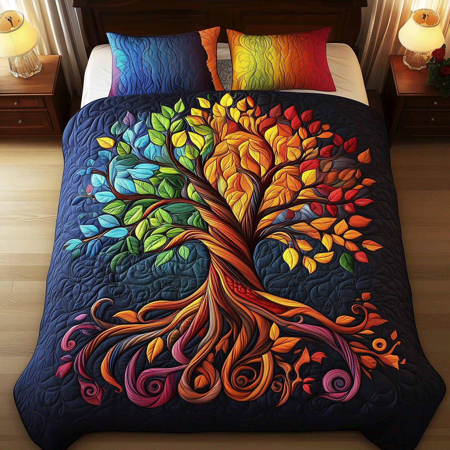 Ensemble de lit matelassé 3 pièces - Arbre d'Harmonie