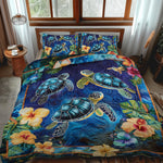 Ensemble de lit matelassé 3 pièces - Tortue Marine