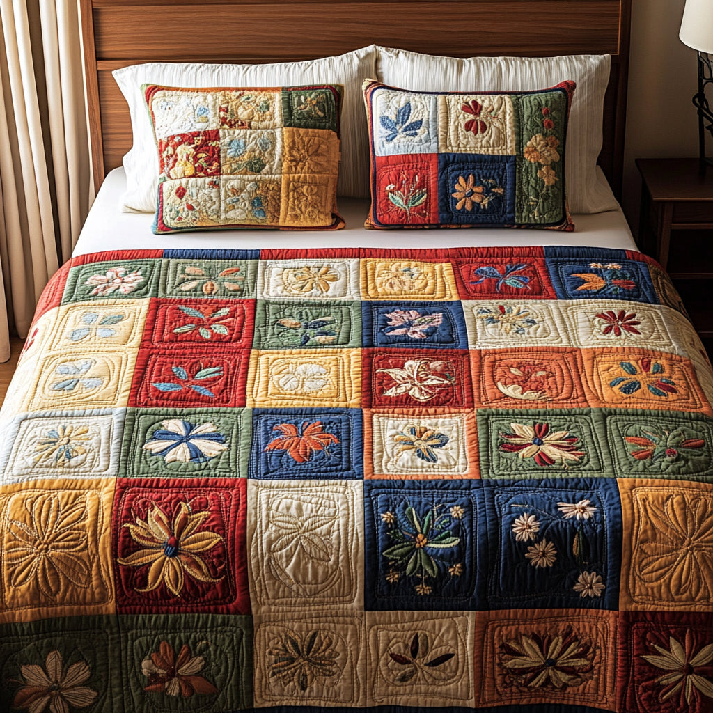 Ensemble de lit matelassé 3 pièces - Patchwork