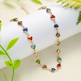 Collier cœur en cristal multicolore