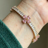 Bracelet cœur améthyste et trèfle | Or