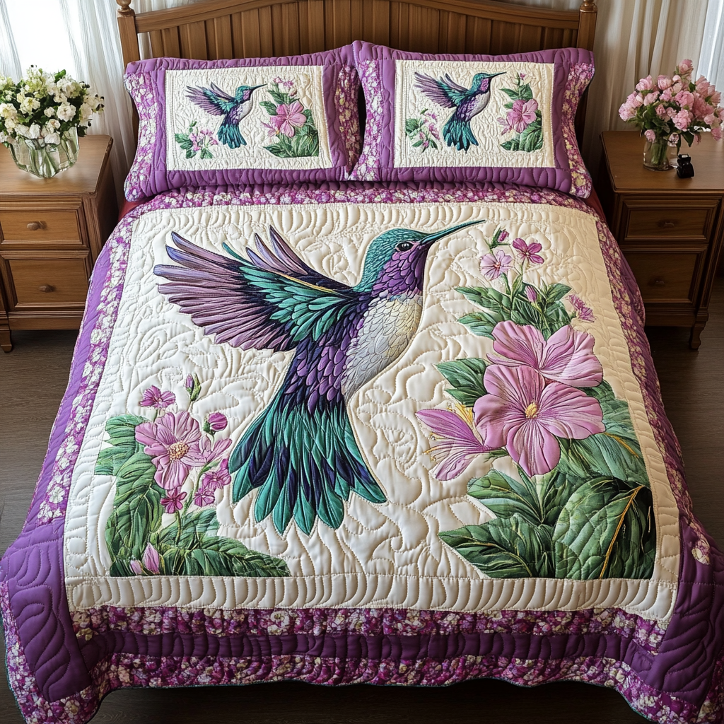 Ensemble de lit matelassé 3 pièces - Lueur du Colibri