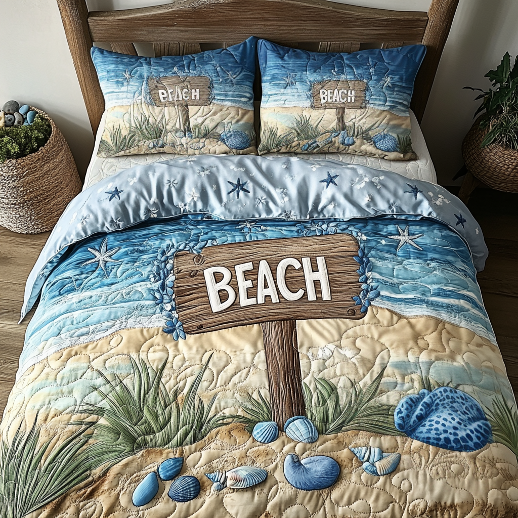 Ensemble de lit matelassé 3 pièces - Brise de l'Île