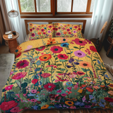 Ensemble de lit matelassé 3 pièces - Fleurs Kaléidoscope