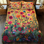 Ensemble de lit matelassé 3 pièces - Fleurs Kaléidoscope