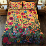 Ensemble de lit matelassé 3 pièces - Fleurs Kaléidoscope